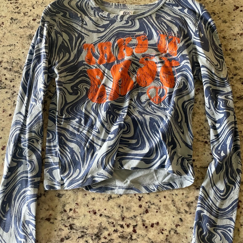 BCG Long Sleeve Top with Orange Print